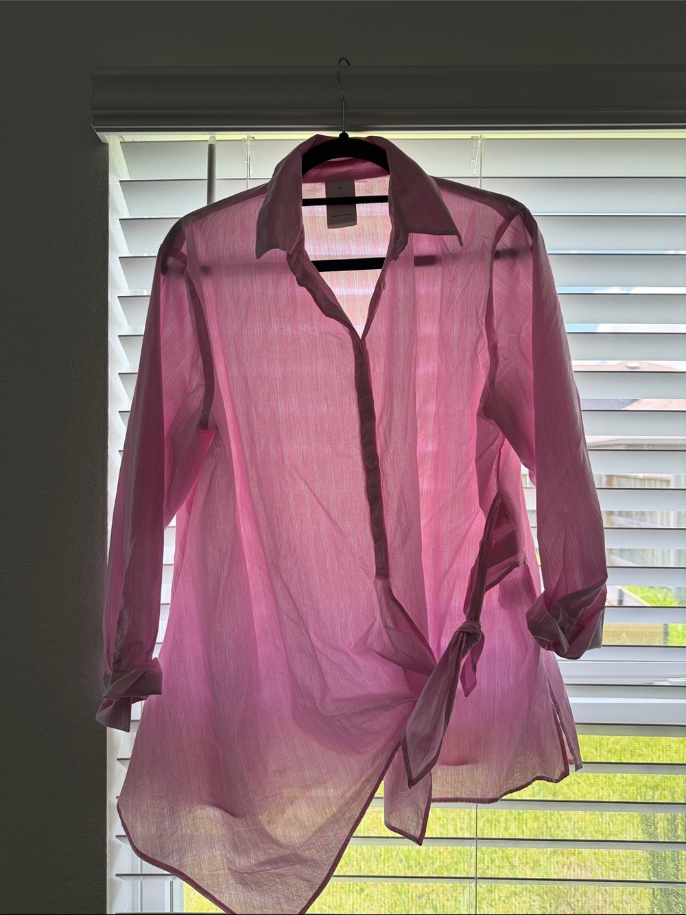 Women's Pink Sheer Button-Down Shirt